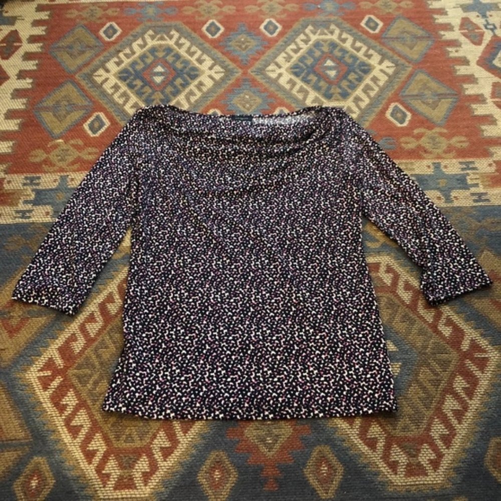 🔴Ann Taylor Dot and Floral cowl neck stretch top